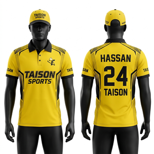 เสื้อสนุกเกอร์ผู้ชาย ผ้าโพลีเอสเตอร์พรีเมียม 180 GSM ระบายอากาศ แห้งเร็ว สีดำ-เหลือง ดีไซน์ลายแผง  รับสกรีนโลโก้ตามสั่ง - Product Image 1