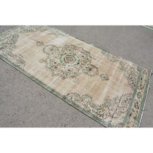 Tradicional Beige verde 4,3X8,5 pies de lana sala de estar alfombra clásica Aubusson Patchwork látex Vintage alfombra turca para pasillo - Product Image 2