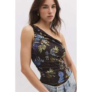 ASIMMETRICO Snap <b>Bodysuit</b> Streetwear Knit <b>Nylon</b> Skinny Fit Square Neck Lace & Print Pattern Above Knee Length for Summer Autumn - Product Image 2