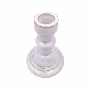 Cerámica blanca Estilo de granja vintage Base ancha clásica Hecha a mano Impermeable Ecológico 10,2X10,2x14,4 cm Candelabro Decoración - Product Image 3