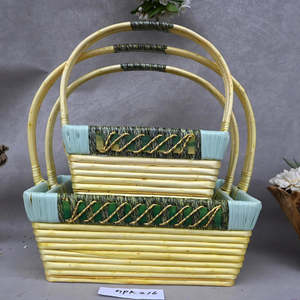 Panier en osier tressé rectangulaire fait à la main, panier décoratif pour fruits, fleurs, pique-nique, rangement - Product Image 5