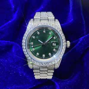 Reloj de Acero Inoxidable con Incrustaciones de Diamantes Moissanite, Piedras Preciosas Sueltas Redondas para Hombre, Zafiro - Product Image 1