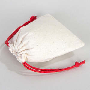 Red Cotton <b>Drawstring</b> <b>Pouch</b> 4 W X 5 H Screen Printed Logo Recyclable Fabric for Jewelry Packaging and Gift Promotion - Product Image 4