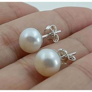 Boucles d'oreilles en perles d'eau douce faites à la main, argent sterling, bijoux de mariée en perles, cadeau élégant pour elle - Product Image 6