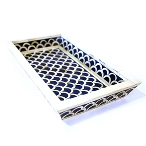 Plateau Design classique 2025 motif marocain mauresque inspiré plateaux Logo personnalisé nacre incrustation plateau de service décoration de la maison - Product Image 2