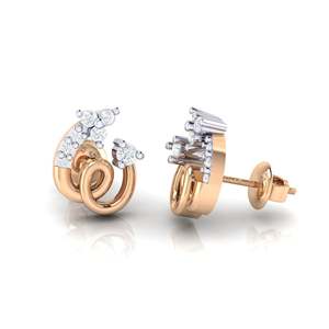 Pendientes de Espiral de Oro Certificado con Diamantes Reales, 0.07ct de Peso Total en Quilates, 14 Piedras, Pureza de 14Kt/18Kt - Product Image 1