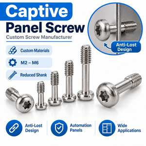 Vis de machine à tête cylindrique Torx captive personnalisée M2-M6 en acier inoxydable à tige réduite pour l'automatisation – Fabricant - Product Image 1
