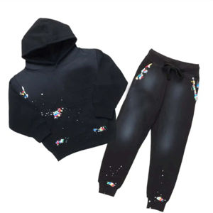 Wholesale Winter Casual Kids Sweat Suits <b>Boys</b> Girls Solid Pullover Tracksuit Breathable Lightweight Polyester Cotton Long Sleeve - Product Image 1