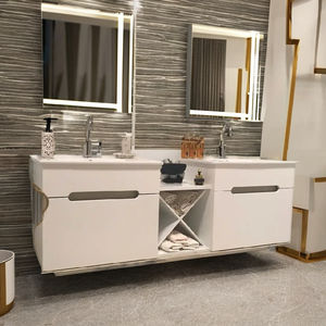 ชั้นวางของในห้องน้ำวัสดุ MDF สไตล์ยุโรปหรูหราทันสมัยชั้นวางของตู้ไม้ไก่งวงสำหรับการจัดเก็บในโรงเรียนและห้องนั่งเล่น - Product Image 1