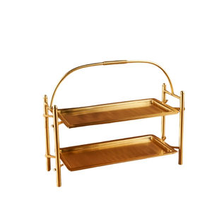 Luxury Double-Layer Storage Tray Metal Cake <b>Stand</b> <b>Afternoon</b> <b>Tea</b> Dessert Table Display <b>Stand</b> - Product Image 2
