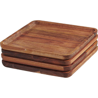 Plateau et assiette de service classiques en bois d'acacia rond de 10 pouces, peints à la main, non toxiques, pour les fêtes, vente en gros