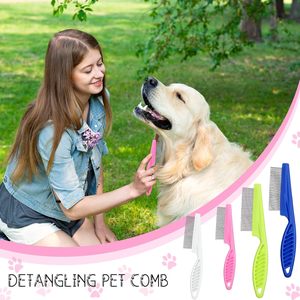 Stainless Steel Metal Teeth Flea Comb for Dogs Cats <b>Simple</b> Design Pink Blue White Green Grooming Kit 2 Sizes Flea Remover Tool - Product Image 6