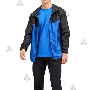 2025 New OEM Custom Nylon Red <b>Black</b> Zipper Hooded Windproof Waterproof High Quality Premium <b>Windbreaker</b> Jackets for Men Women - Product Image 3