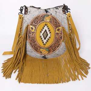 New Handmade Vintage Western Stylish <b>Zip</b> Closure Genuine Leather Fur <b>Tote</b> <b>Bag</b> for Women Daily Use - Product Image 2