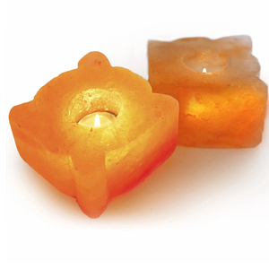 ชุดเทียนคริสตัลหินหิมาลัยทำมือ2ชิ้นเชิงเทียนสำหรับตกแต่งห้องของขวัญสมาธิ - Product Image 1