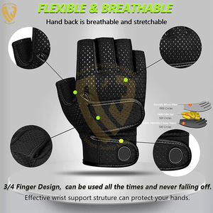 Gants d'haltérophilie en cuir avec logo personnalisé pour salle de sport, fitness, entraînement, bandages pour les mains personnalisés - Product Image 3