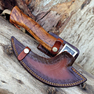 Wholesale Customized Hand Forged High Carbon Viking Pizza <b>Axe</b> with Custom Design Leather Sheath and Cutter Function for Chef Use - Product Image 4