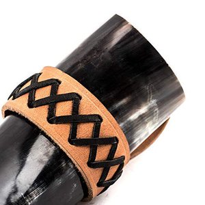 Cuerno para beber cerveza y vino con cinturón de Cuero 100% Auténtico hecho a mano Comida Segura Natural Bar Pub Accesorios - Product Image 2