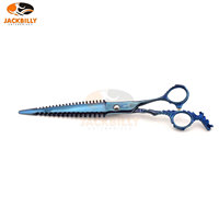 Ciseaux de coiffure professionnels japonais en acier inoxydable de haute qualité, finition plasma bleue, manche dragon, pour droitiers, style arête de poisson