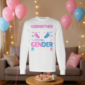 Maglietta a maniche lunghe graziosa ed elegante per la Madrina della cerimonia Gender Reveal, ideale come articolo promozionale - Product Image 3