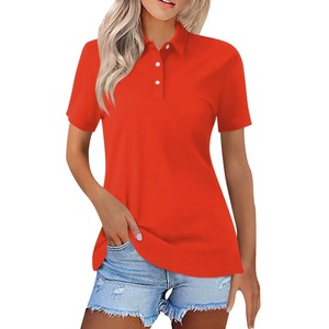Polos d'été respirants en coton de qualité supérieure pour femmes Nouveau style décontracté à manches courtes personnalisé avec décoration de boutons et de perles - Product Image 6