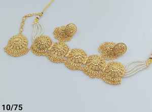 JOYERÍA DE COBRE TRADICIONAL Y DE MODA INDIA CONJUNTO DE JOYERÍA DE BODA NOVIA PARA MUJER CONJUNTO DE PENDIENTES Y COLLAR - Product Image 2