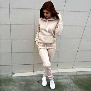 Meilleur survêtement en éponge française Femme Impression bouffante Sweat à capuche respirant zippé et pantalon de survêtement Ensemble Survêtement pour femmes - Product Image 1