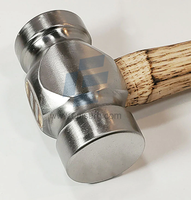 Marteau arrondi forgé 1 LB. Marteau à double face bien équilibré de 10 oz avec tête en acier poli et manche en bois Vet Farrier Tool
