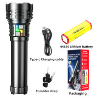 Lampe torche tactique longue portée ; Lampe LED rechargeable adaptée aux urgences domestiques, au travail et au camping en plein air