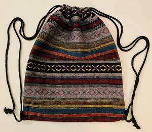 Sac à dos à cordon en coton avec coutures noires - Product Image 4