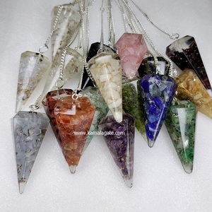 Vente en gros de copeaux de cristal de quartz rose naturel pierre semi-précieuse sculptée chaîne de chakra de pierres précieuses pendules d'orgone de radiesthésie Reiki - Product Image 4