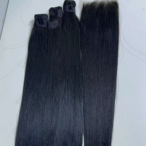 Vente en gros 100% Vietnam Remy Extensions de cheveux Os Droite Trame Fermeture HD Dentelle Lâche Vague Profonde Frontale Bundle Style - Product Image 1