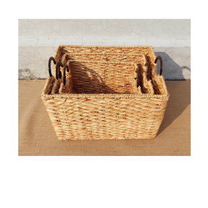 Cesta de jacinto de agua con asas Cesta de jacinto de agua de almacenamiento plegable Cesta tejida duradera para lavandería y uso doméstico - Product Image 2
