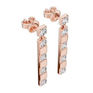 Boucles d'oreilles pendantes en diamant de laboratoire 1,1 CT, taille ronde VVS-VS EF, or 18 carats, 14 carats, 10 carats et argent 925, or rose, or jaune, or blanc - Product Image 4
