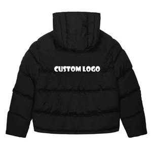Custom Logo Men's Winter <b>Thick</b> Waterproof Warm Puffer Jacket Oversized <b>Quilted</b> Stand Collar Zipper Closure Bubble Hood Pattern - Product Image 2