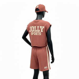 Ensemble short de basket-ball pour femmes, mélange de polyester et de coton, respirant, avec logo imprimé sur le côté, ensembles pour femmes 100% coton - Product Image 5