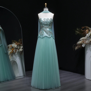 <span class=keywords><strong>Robe</strong></span> <span class=keywords><strong>de</strong></span> soirée élégante Jancember LSZ413 bleu <span class=keywords><strong>Tiffany</strong></span>, sans bretelles, coupe trapèze, en tulle, pour femmes - Product Image 2
