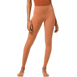 Orange Polyester Spandex Super High Waist Yoga Pants Custom logo Sport <b>Women's</b> Workout Fitness <b>Leggings</b> - Product Image 2