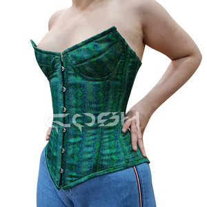 Corsé Overbust Personalizado con Estampado de Piel de Serpiente Verde Esmeralda, Corsé Reductor de Cintura con Varillas de Acero Reforzadas para Club Nocturno - Product Image 5