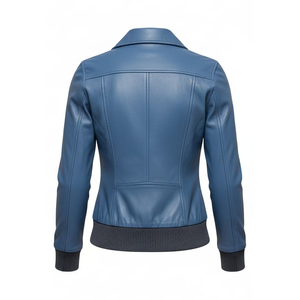 Chaqueta de Motociclista para Mujer, de Invierno, Impermeable, de Algodón Azul Premium, con Cierre de Cremallera, Ajustada - Product Image 2