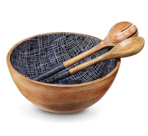 Cuenco de madera de diseñador de lujo para servir, tamaño personalizado, uso multiusos, exportadores indios, precios bajos para compradores comerciales de alimentos - Product Image 3