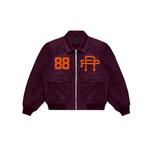 Wholesale New Arrival Winter <b>Suede</b> Leather Bomber <b>Jacket</b> With Zipper Closure Solid Pattern OEM Service - Product Image 2