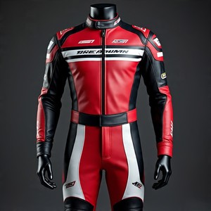 Combinaison de course de moto une pièce ou deux pièces | Cuir de vachette véritable | Protection des épaules, des coudes, des genoux et de la colonne vertébrale | Sur mesure - Product Image 1