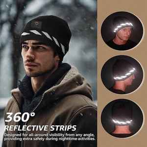Gorro de calavera de invierno con gorro de punto bordado 3D reflectante para hombres y mujeres para playa al aire libre o escenas de negocios - Product Image 5