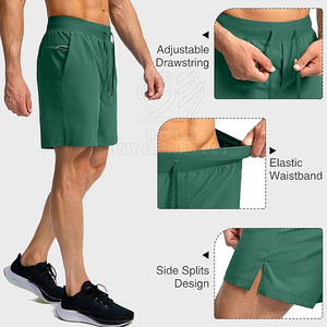 Shorts de sport pour hommes style urbain à séchage rapide avec taille élastique, motif uni, doublure intérieure et poches pour la course à pied – Vente en gros - Product Image 4