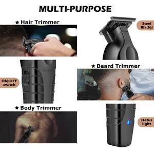 Tondeuses à cheveux professionnelles USB filaires/sans fil pour hommes, tondeuses à lames zéro espacement, tondeuse de barbier à lame en T - Prise US, instructions en français - Product Image 3