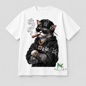 เสื้อยืดโอเวอร์ไซส์ลายการ์ตูนแมวคิงสำหรับผู้ชาย สไตล์ลำลองฮิปฮอป สตรีทแวร์ ผ้าฝ้ายระบายอากาศดี พิมพ์ลายกราฟิก เหมาะสำหรับฤดูร้อน - Product Image 2