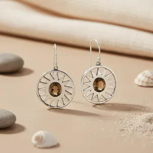 Boucles d'oreilles tendance en argent sterling 925 pour femmes, diamant/coupe poire, or rose/jaune et pierre émeraude - Product Image 3