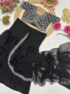 Nouveau saree de séquence de soie de Style traditionnel de créateur pour adultes vêtements de mariage et de fête ethniques élégants avec chemisier à paillettes pour femmes - Product Image 2