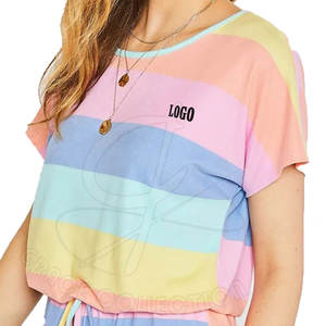 100% Cotton Short Sleeve T-Shirt Shorts Women's Sets Multi-Color Customizable Your Own Brand Logo for <b>Summer</b> Hole <b>Decoration</b> - Product Image 5